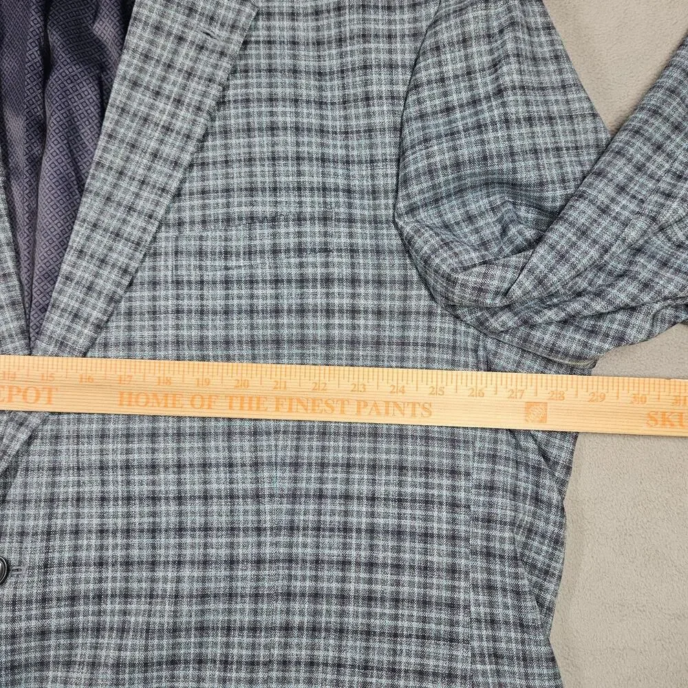 Oak Hill Blazer Mens 3XLT 54-56 Blue Plaid Sport Coat Big and Tall 2 Button Prep